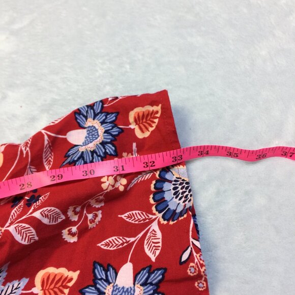 New! St. John’s Bay Dress XS Red Blue Floral Sleeveless Drawstring Waist - Picture 14 of 14